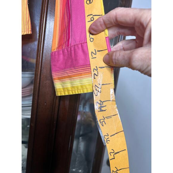 Vintage Tommy Hilfiger  Women’s long Sleeve  Medium Pink/Yellow  Shirt - Picture 7 of 8